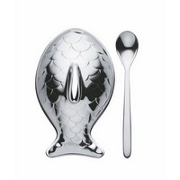photo Alessi-Colombina fish Salt cellar with spoon in 18/10 stainless steel 2